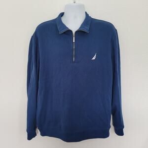 Nautica Men's 1/4 Zip Pullover Sweater Blue Size XL